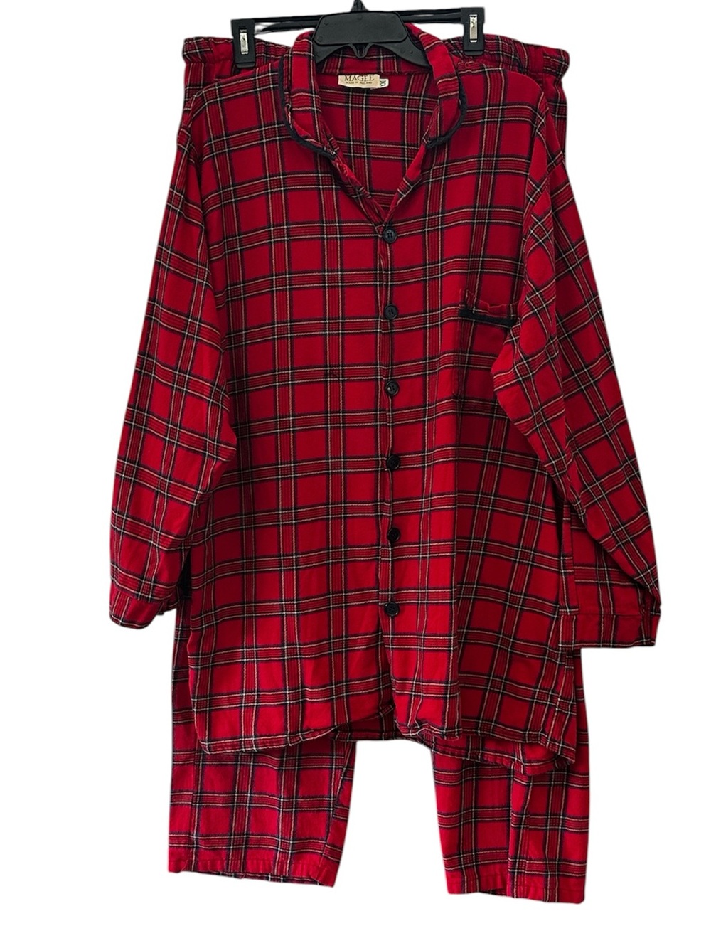 Magee Ireland 100% Cotton Flannel Pajama Set Red Plaid Tartan 2 Pc Set XXL